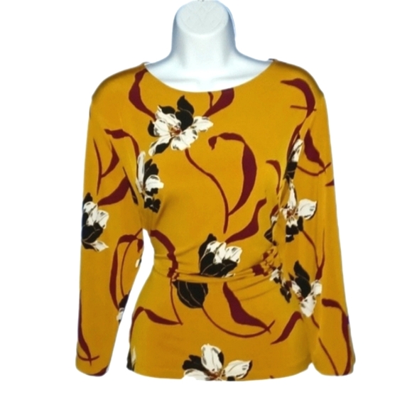 Liz Claiborne Tops - 🎁 Liz Claiborne Mustard Floral Blouse